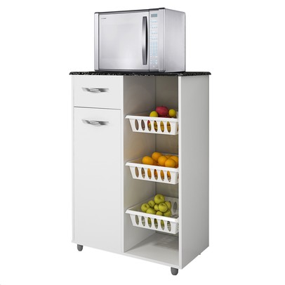 Armário de Cozinha Fruteira Nova 1 Porta 1 Gaveta Branco/Preto - Pnr Móveis