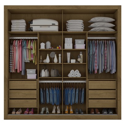 Guarda-Roupa Casal Royale Plus 2 Portas 6 Gavetas Espelhado 100% Mdf Brauna - Pnr Móveis