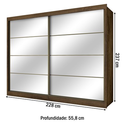 Guarda-Roupa Casal Royale Plus 2 Portas 6 Gavetas Espelhado 100% Mdf Brauna - Pnr Móveis