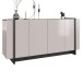 Balcão Buffet Copacabana 4 Portas 2 Prateleiras Off White/Nogueira Real/Preto Fosco - Colibri