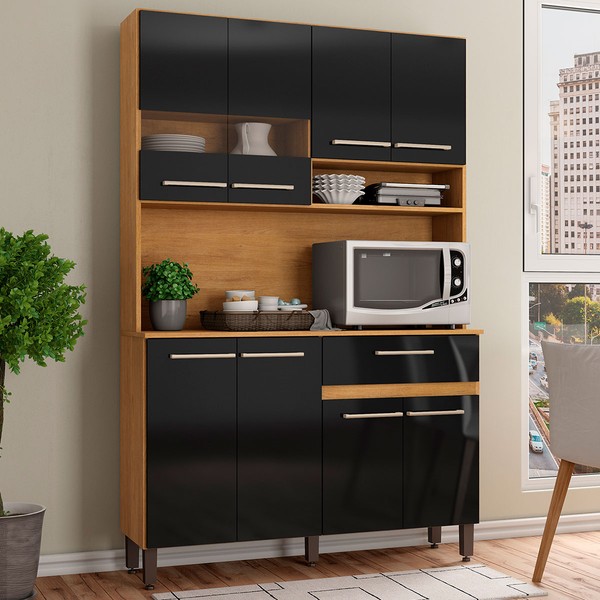 Cozinha Compacta 8 Portas 1 Gaveta Dakar/Preto 2120p - Delmarco