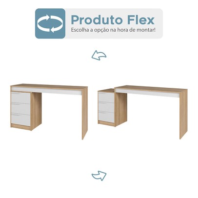 Escrivaninha 3 Gavetas Lâmina Mel/Branco Bc 98 - Brv Móveis