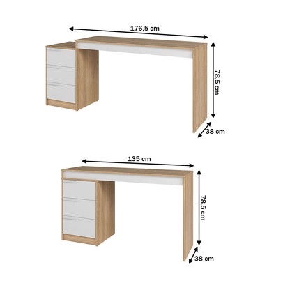 Escrivaninha 3 Gavetas Lâmina Mel/Branco Bc 98 - Brv Móveis