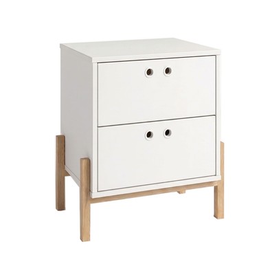 Mesa de Cabeceira 2 Gavetas com Pés Bcr 11 Branco/Pinus - Brv Móveis