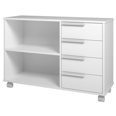 Gaveteiro com Rodízios 4 Gavetas 1 Prateleira Office Branco - Brv Móveis