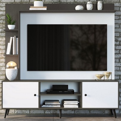 Estante para TV Até 50 Polegadas 2 Portas Branco/Grafite 2040 - Quiditá
