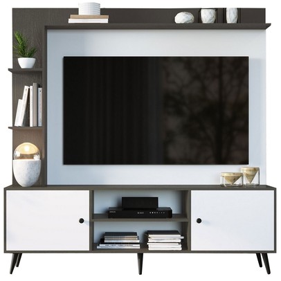 Estante para TV Até 50 Polegadas 2 Portas Branco/Grafite 2040 - Quiditá