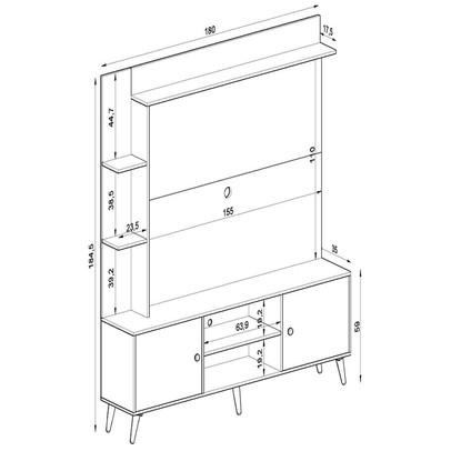 Estante para TV Até 50 Polegadas 2 Portas Branco/Montana 2040 - Quiditá