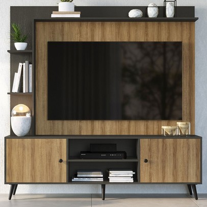 Estante para TV Até 50 Polegadas 2 Portas Montana/Grafite 2040 - Quiditá