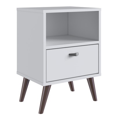 Mesa de Cabeceira 1 Prateleira 1 Gaveta Branco - Completa Móveis