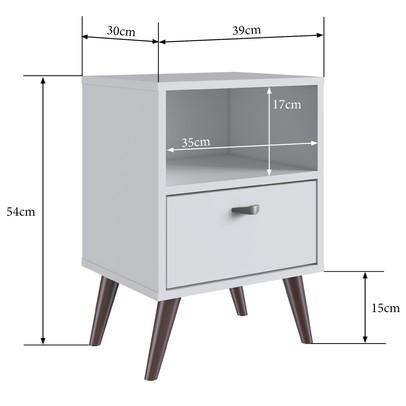Mesa de Cabeceira 1 Prateleira 1 Gaveta Branco - Completa Móveis
