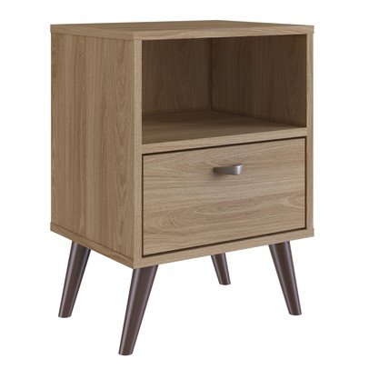 Mesa de Cabeceira 1 Prateleira 1 Gaveta Oak - Completa Móveis