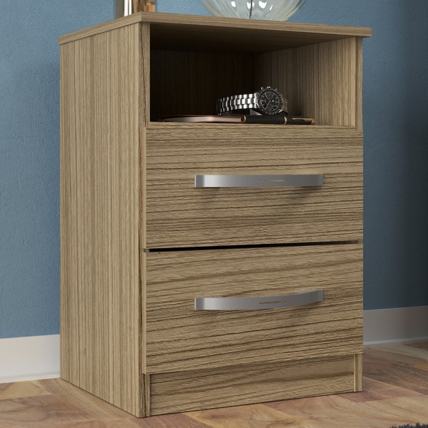 Mesa de Cabeceira Luca 2 Gavetas 1 Prateleira Carvalho - Vbf Móveis