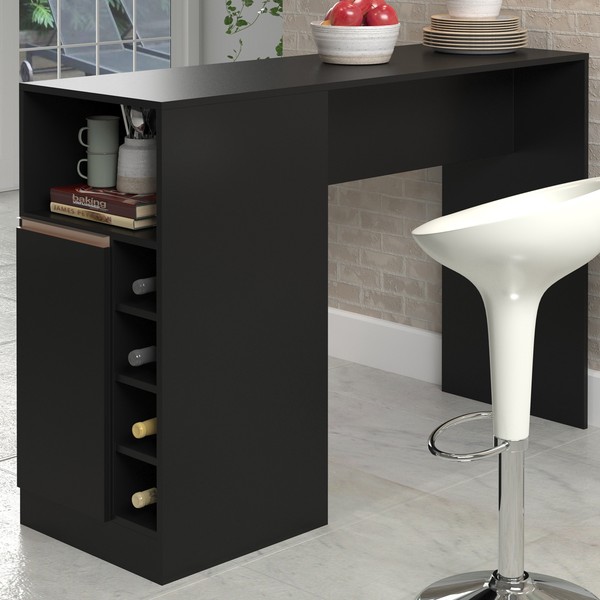 Bancada de Cozinha Londres 1 Porta Preto - Vbf Móveis