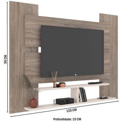 Painel para TV Até 49 Polegadas Orlando 1 Prateleira Carvalho/Off White - Jcarvalho
