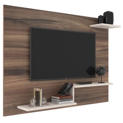 Painel para TV Até 43 Polegadas Denver 3 Prateleiras Nogueira/Off White - Jcarvalho