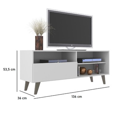 Rack para TV Até 55 Polegadas Detroit 1 Porta 1 Prateleira Branco - Jcarvalho