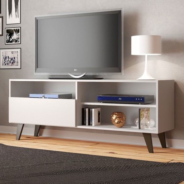 Rack para TV Até 55 Polegadas Detroit 1 Porta 1 Prateleira Branco - Jcarvalho