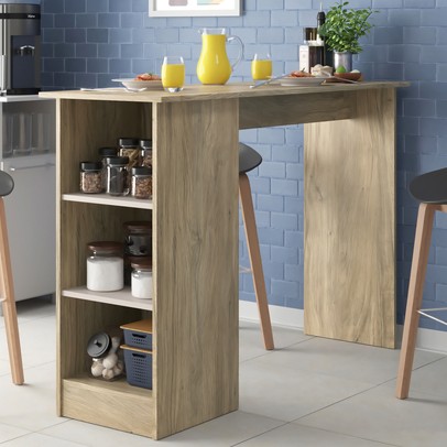 Bancada de Cozinha Ravenna 2 Prateleiras Carvalho/Off White - Jcarvalho