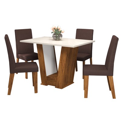 Mesa de Jantar 4 Lugares Floripa Seda/Blonde/Fume - Viero Móveis