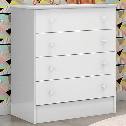 Cômoda Infantil Doce Sonho 4 Gavetas Branco - Qmovi