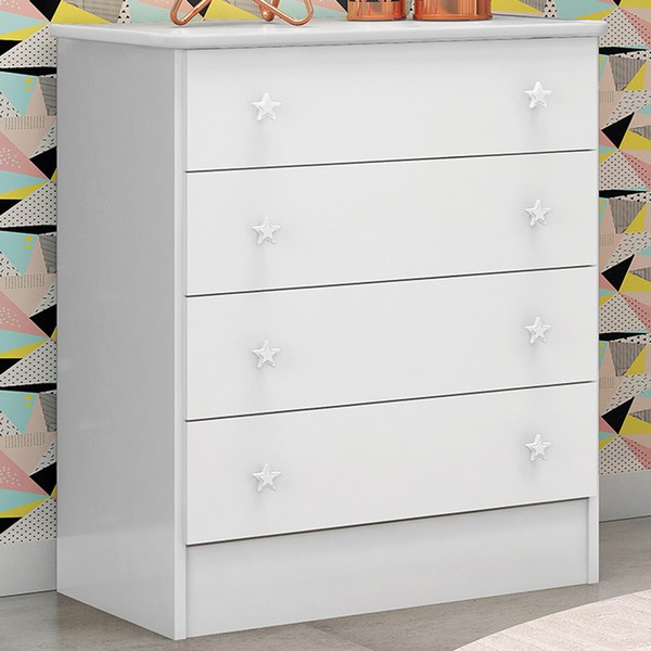 Cômoda Infantil Doce Sonho 4 Gavetas Branco - Qmovi