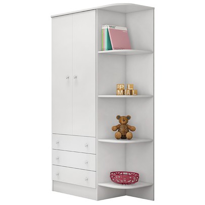 Guarda-Roupa Infantil Doce Sonho 2 Portas 3 Gavetas Branco - Qmovi