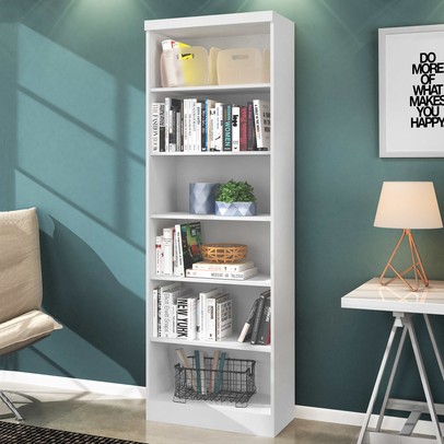 Estante para Livros 5 Prateleiras Branco 1404 - Qmovi