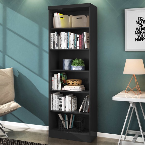 Estante para Livros 5 Prateleiras Preto 1404 - Qmovi