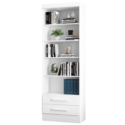 Estante para Livros 2 Gavetas 4 Prateleiras Branco 3420 - Qmovi