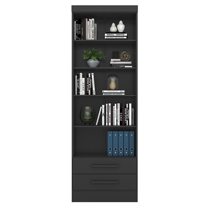 Estante para Livros 2 Gavetas 4 Prateleiras Preto 3420 - Qmovi