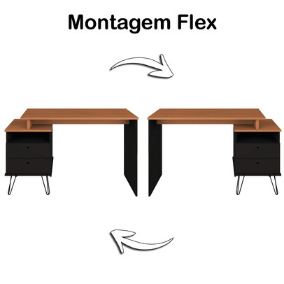 Mesa Escrivaninha Plus 2 Gavetas Freijó/Preto 006088 - Artany