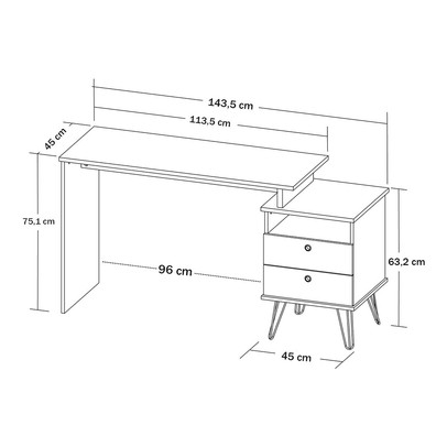 Mesa Escrivaninha Plus 2 Gavetas Freijó/Preto 006088 - Artany
