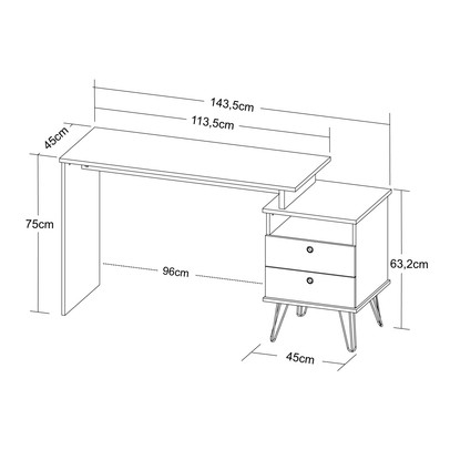 Mesa Escrivaninha Plus 2 Gavetas Olmo/Grafito 006100 - Artany