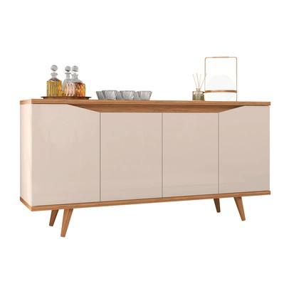Balcão Buffet Grace 4 Portas Off White/Noce 050.454 - Casa D