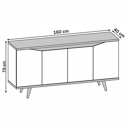 Balcão Buffet Grace 4 Portas Off White/Noce 050.454 - Casa D