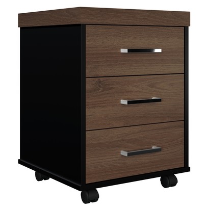 Gaveteiro com Rodízios 3 Gavetas Charuto/Preto 006089 - Artany