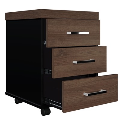 Gaveteiro com Rodízios 3 Gavetas Charuto/Preto 006089 - Artany