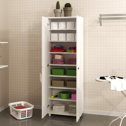 Armário Multiuso 2 Portas 7 Prateleiras Branco Am3108 - Tecno Mobili