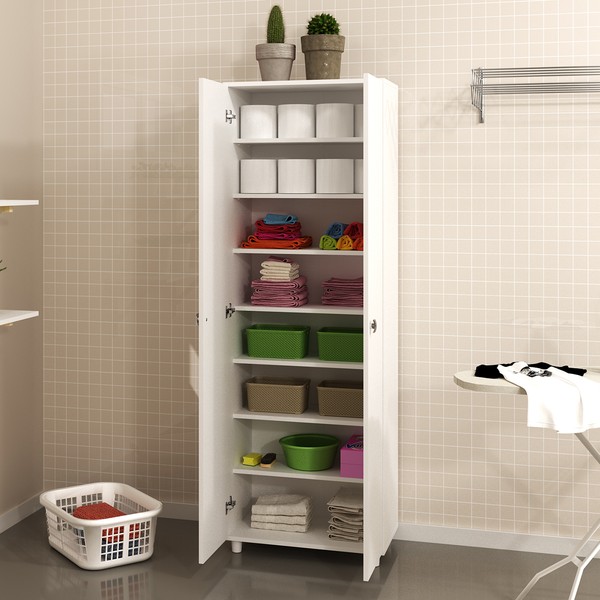 Armário Multiuso 2 Portas 7 Prateleiras Branco Am3108 - Tecno Mobili