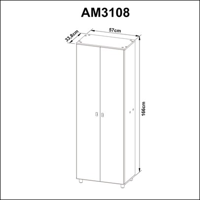 Armário Multiuso 2 Portas 7 Prateleiras Branco Am3108 - Tecno Mobili