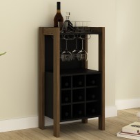 Bar Adega 9 Nichos Nogal/Preto Az1032 - Tecno Mobili