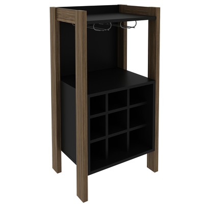 Bar Adega 9 Nichos Nogal/Preto Az1032 - Tecno Mobili
