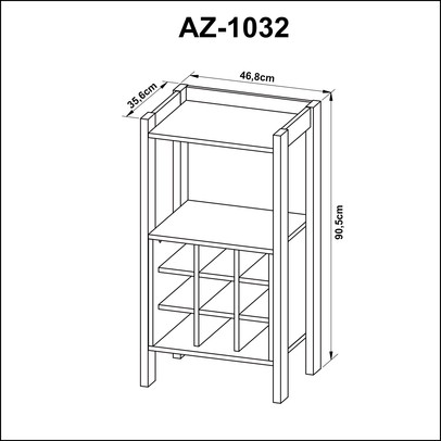 Bar Adega 9 Nichos Nogal/Preto Az1032 - Tecno Mobili