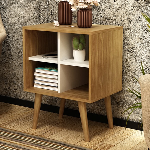 Mesa de Canto 4 Nichos Natural/Off White E1720 - Tecno Mobili