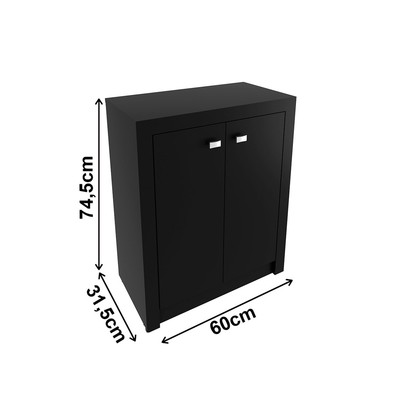 Armário para Escritório Baixo 2 Portas Preto Me4103 - Tecno Mobili