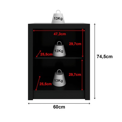 Armário para Escritório Baixo 2 Portas Preto Me4103 - Tecno Mobili