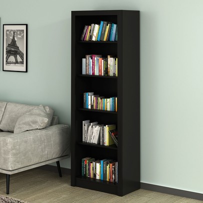 Estante para Livros 4 Prateleiras Preto Me4104 - Tecno Mobili