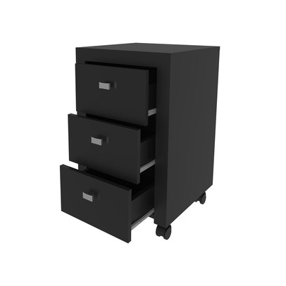 Gaveteiro com Rodízios 3 Gavetas Preto Me4108 - Tecno Mobili