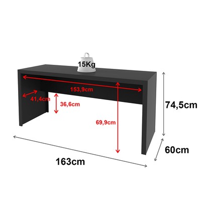 Mesa para Escritório Preto Me4109 - Tecno Mobili